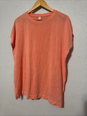 Athleta Coral Peach Boxy Relaxed Slub Knit Short Sleeve Tee XS